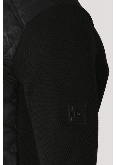 Erkek Siyah Zırh Örme Hırka Fermuarlı Dik Yaka Slim Fit Ince Astarlı Mevsimlik Cardigan Ncs Jeans 4517-Siyah