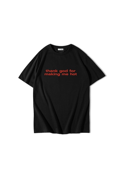 Brz Collectıon Brz Collection Unisex Oversize Thank God For Making Me Hot T-shirt Siyah