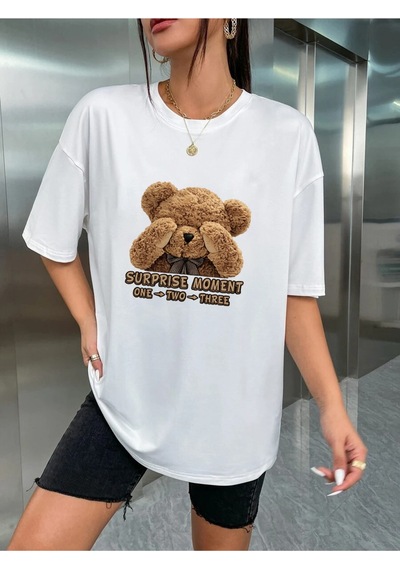 Uyguntarz Unisex Surpıseayı Baskılı Tasarım Tshirt Beyaz