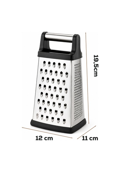 Porsima Lm-4023 Razzo 4 Fonksiyonlu Paslanmaz Çelik Rende İnce, Orta, Parmak Ve Dilimleme Yüzeyli Silikon Tabanlı Metal Rende-20 Cm Inox