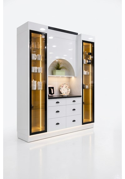 Lüks High Gloss Mutfak Dolabı & Kahve Köşesi Mdf Gövde, Led Aydınlatmalı, 6 Çekmeceli 190x230 Beyaz Lüks High Gloss Mutfak Dolabı & Kahve Köşesi Mdf Gövde, Led Aydınlatmalı, 6 Çekmeceli 190x230 Beyaz