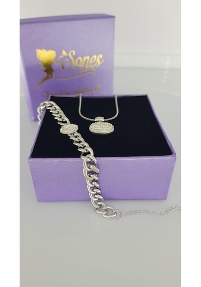 Kolye Bileklik Gümüş Çeliktakı 308 Gümüş - Rose Gold