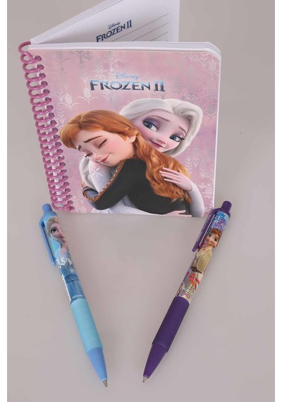Lisanslı Elsa Frozen Çizgili Not Defteri Ve Versatil Uçlu Kalem 0.7 Mm 2'lisi Altın