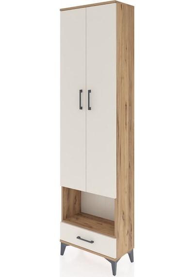 Arges Dolap 4 Raflı Tek Çekmeceli Tek Askılı 60x30x221 Çam-ay... Çam