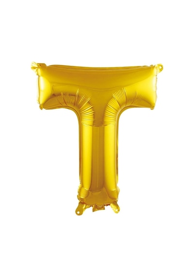 T Harfi 16 Inç Gold Renk Folyo Balon 36 Cm 6