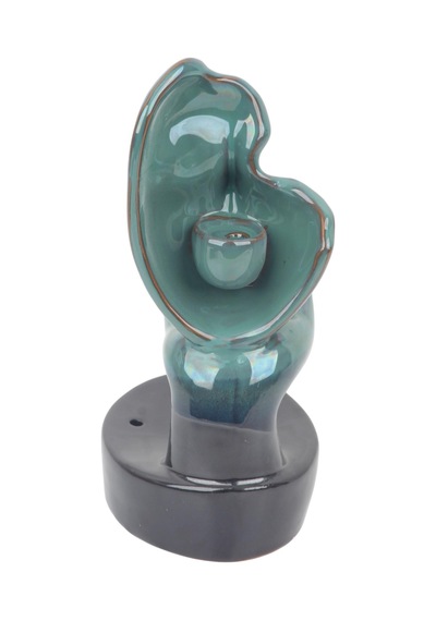 Lüks Seramik Yüz Mask Tasarım Geri Akış Tütsülük Tütsü Şelalesi Dekoratif Biblo Ofis Hediyesi 17 Cm.