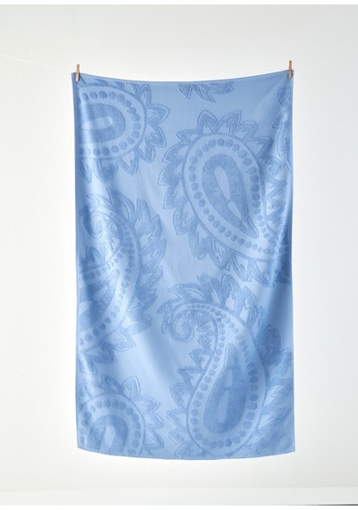 Bella Maison %100 Pamuk Paisley Jakarlı Plaj Havlusu Mavi 90x160 Cm Mavi