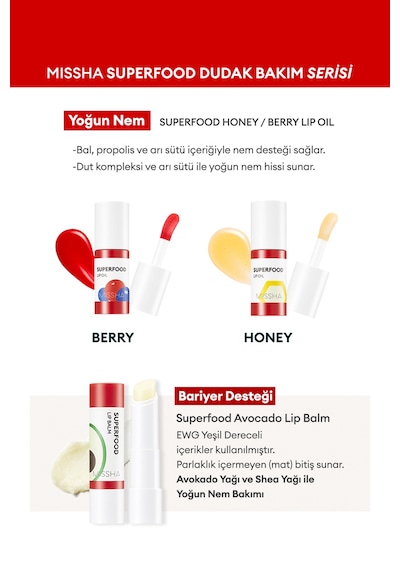 Missha Super Food Lip Oil Berry Yoğun Nemlendirici Dut Özlü Dudak Bakım Yağı 5.2 G