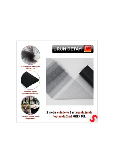 Süsleme Tülü Grek Tül, 2 Mt En X 1 Mt Uzunluk - Siyah 0-99