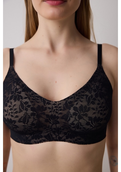 Penti Tattoo Effect Lace Invisible Bonding Siyah Sütyen