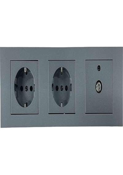 Ovivo Grano Füme Topraklı Priz+ Topraklı Priz+tv Prizi+üçlü Çerçeve Set Üçlü Set
