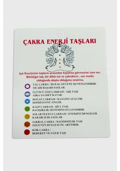 Cosmotex 3lü Çakra Enerji Taşları Bileklik Kartı-beyaz Çok Renkli