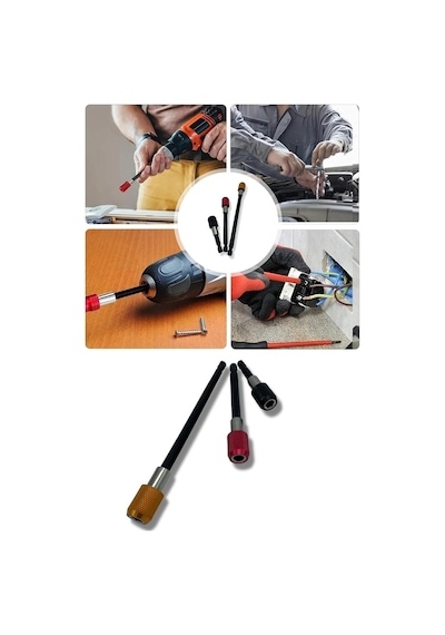 1/4 Bits Hex Altıgen Uçlu Uzatma Adaptörü Mıknatıslı Vidalama 3lü Set 6 10 15 Cm