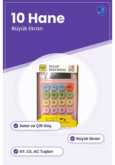 Solar Hesap Makinesi Hane Büyük Ekran Çift Güç Kaynağı Ofis Okul Çok Renkli