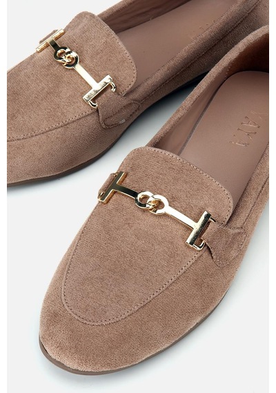 Yaya Kadın Vizon Süet Gold Tokalı Loafer