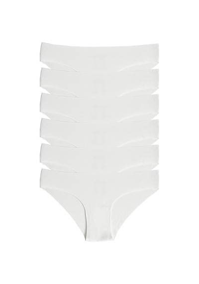 Alya Underwear Basic Lazer Kesim Kadın Bikini Külot Dikişsiz Kadın Slip - Ultra Esnek Ve Rahat 6'lı Paket Ekru