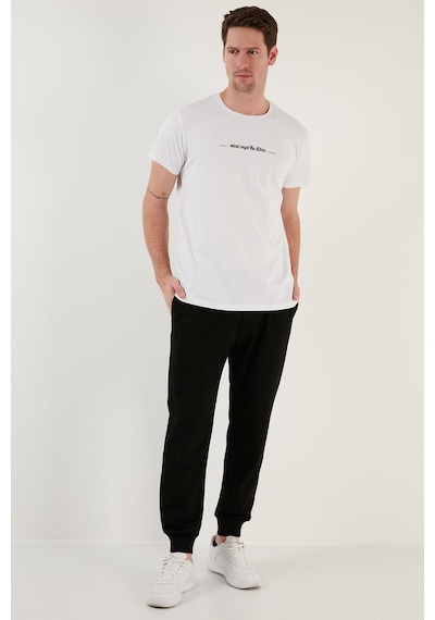 Buratti Pamuklu Slim Fit Bisiklet Yaka Erkek T Shirt 541Wind Beyaz