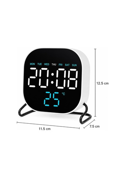 Led Dijital Masa Saati Mavi Derece Çift Alarm Sıcaklık Göstergesi 3 Kademe Parlaklık Modern Saat Diğer