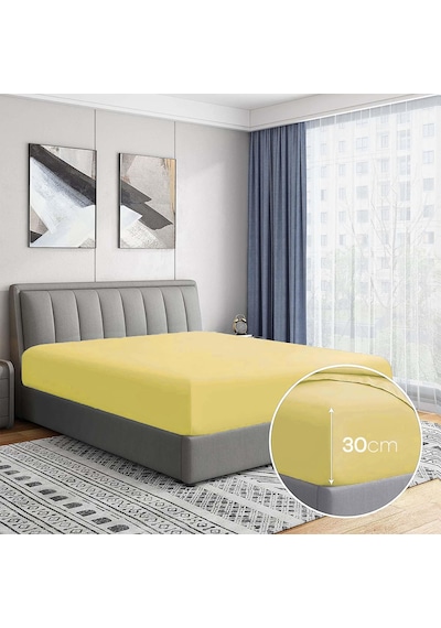 Soley Jersey %100 Pamuk Çift Kişilik 140 X 200 Lastikli Çarşaf Hardal Sarısı