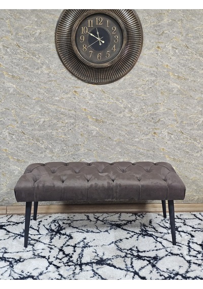 Zafir Siyah Boyalı Sivriltme Ayaklı 90 Cm Puf Bench - Puf - Bench - Kasalı Oturak - Oturak - Yatak Ucu Puf Kahverengi