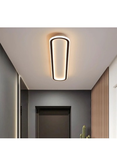 Siyah 100x16 cm Oval Avize 3000K Sarı Işık Led Tavan Lambası