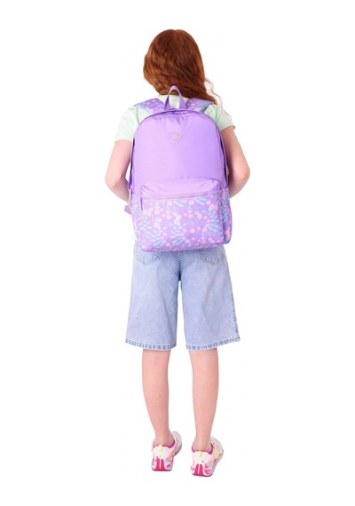 Kaukko Soft Floral Kız Çocuk Üç Bölmeli Mor Çiçekli Okul Sırt Çantası - K1793 Mor