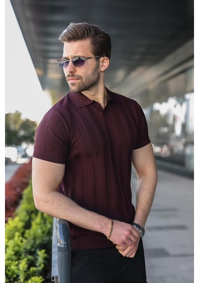 Madmext Mürdün Slim Fit Polo Yaka Triko Erkek Tişört E7491