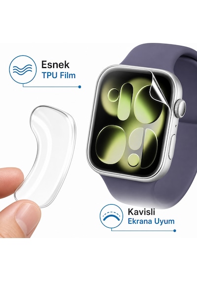 Apple Uyumlu  Watch Series 11 46mm Tpu Ekran Koruyucu 2'li Şeffaf
