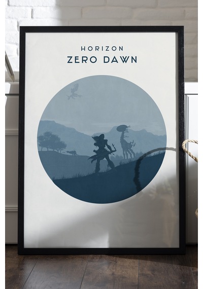 Horizon Zero Dawn Siyah Ahşap Çerçeveli Poster, Dekoratif Oyun Duvar Tablosu
