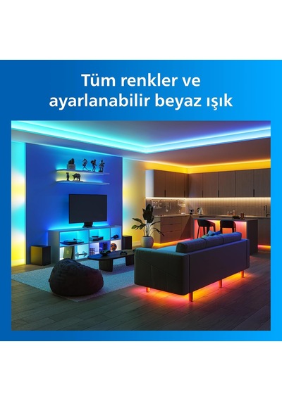 Philips Smart Lighting Rgbıcww Led Şerit 3 M Type-c - Google Home, Alexa, Homekit Ve Matter U Beyaz