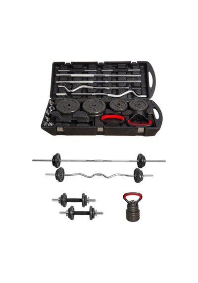 55 Kg Çantalı Döküm Demir Plaka Dambıl Seti Siyah Dumbbell Set Z Barlı Dambıl Set
