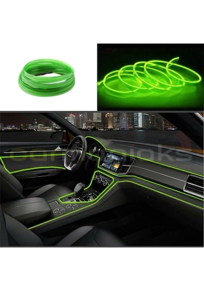 Araç Içi Torpido Ledi Şerit Led Ip Led Neon Yeşil 3 Metre