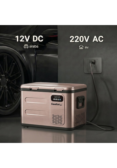 Coolist Clk40d 12/24v/220volt 39 Litre Çift Bölmeli Outdoor Kompresörlü Bluetooth Bağlantılı Oto Buzdolabı
