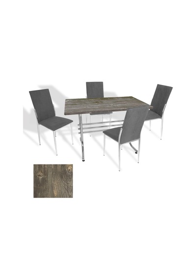 Japon - Gözde Masa Takımı - 70x120 Werzalit, Wermodin Ve Allzalit Tabla - Old Pine - Taytüyü Siyah Çok Renkli