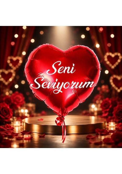 Vıp Kalite 19 Adet Seni Seviyorum Kırmızı Kalpli Folyo Balon 46 Cm Şişer Parlak Metalik Kalpli Balon