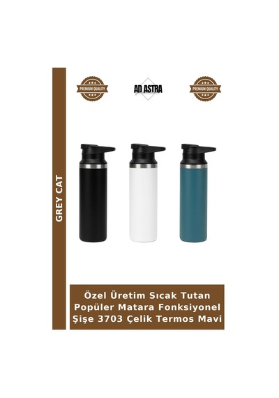 Özel Üretim Sıcak Tutan Popüler Matara Fonksiyonel Şişe 3703 Çelik Termos Mavi Çok Renkli