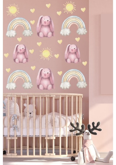 Gökkuşağı Temalı Çocuk Odası Sticker Seti