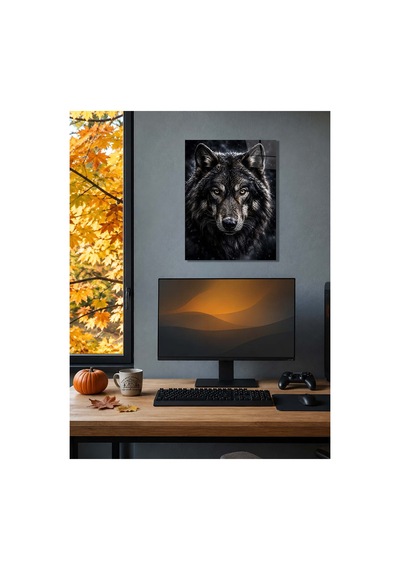 Bozkurt Portre Metal Tablo - Vahşi Doğa Duvar Dekoru, Metal Poster Wall Art Çok Renkli - 924525060 Çok Renkli - 924525060 Çok Renkli