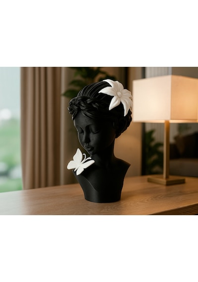 Blossom & Butterfly - Serene Girl Bust Sculpture