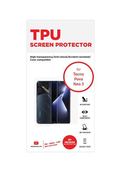 Tecno Pova Neo 3 Ön,arka Ve Yan 360 Derece Full Koruyucu Tpu Film