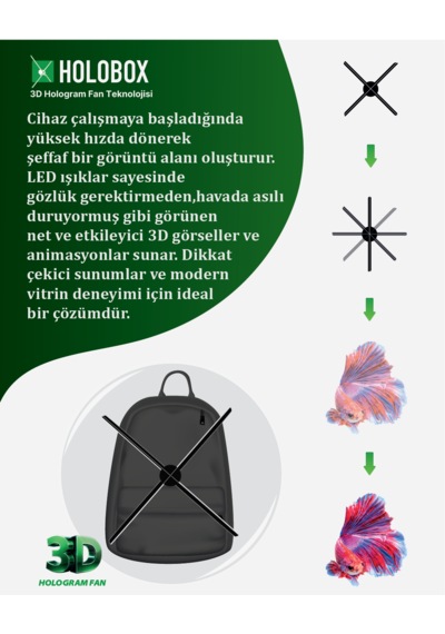 52 Cm 3d Hologram Sırt Çantası Holobag