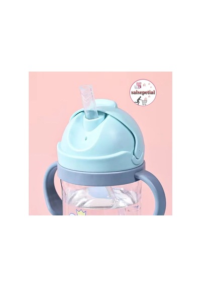 250ml Figürlü Pipeti Suluk Bebek Matara Sevimli Su Şişesi Bebek Pipetli Yatarken Içme Aparatı Var Mavi
