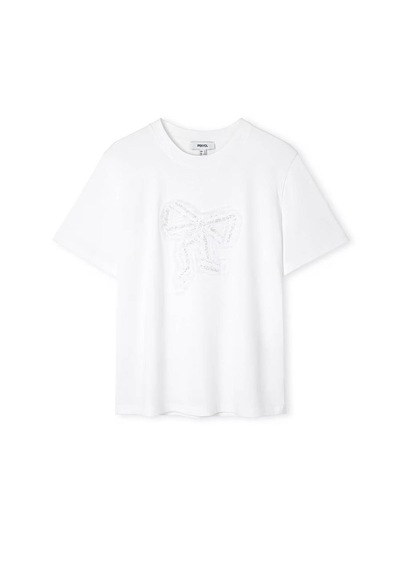 İpekyol Fiyonk Aplikeli Beyaz Kadın T-shirt Iw6260070173