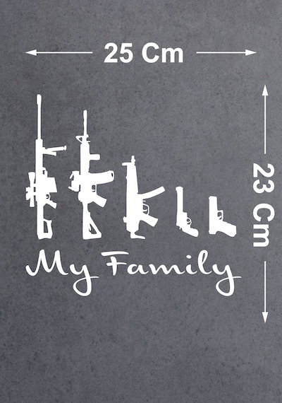 Silah Ailesi My Family Sticker - Araba Oto Motosiklet Karavan Cam Sticker - 00125 25X23 Cm