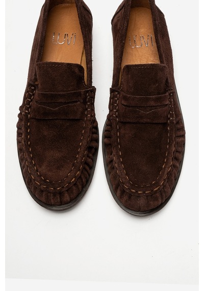 Luvi Shoes Chen Kahverengi Süet Hakiki Deri Kadın Loafer Ayakkabı