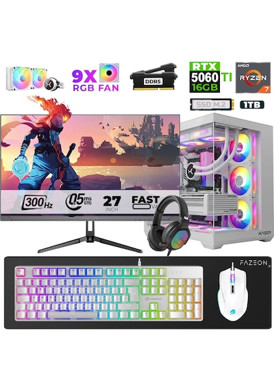 Xaser Star X540 R7-7800X3D 16 GB 1 TB SSD 16 GB RTX5060Tİ 27" Dos NVME Masaüstü Oyuncu Bilgisayarı