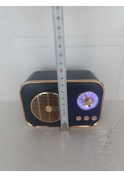 Nostaljik Retro Radio Parlak Kaplama Bluetooth Bağlantılı Hoparlör - Siyah- Tek Ebat