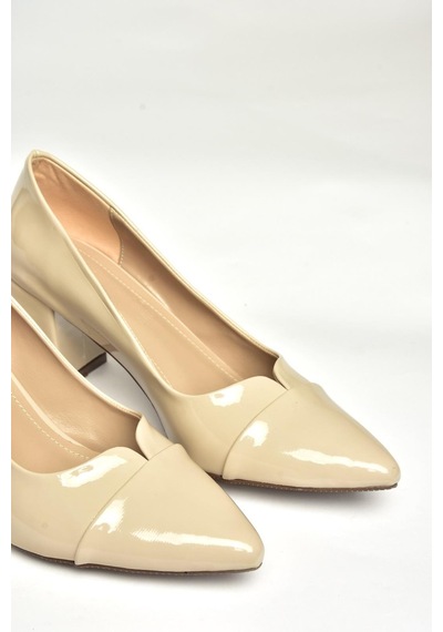 Fox Shoes U820620008 Bej Rugan Kalın Topuklu Kadın Ayakkabı Bej