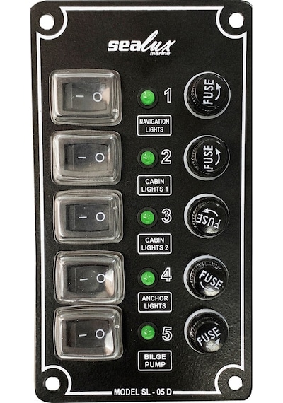 5 Anahtarlı Izoleli Dikey Swıtch Panel / Tekne Ve Karavan Sigorta Paneli / Elektrik Kumanda Paneli
