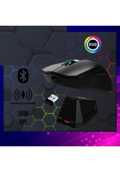 Jedel Wd157 Bluetooth + 2.4ghz Kablosuz Oyuncu Mouse Ve Manyetik Şarj Standı Seti -